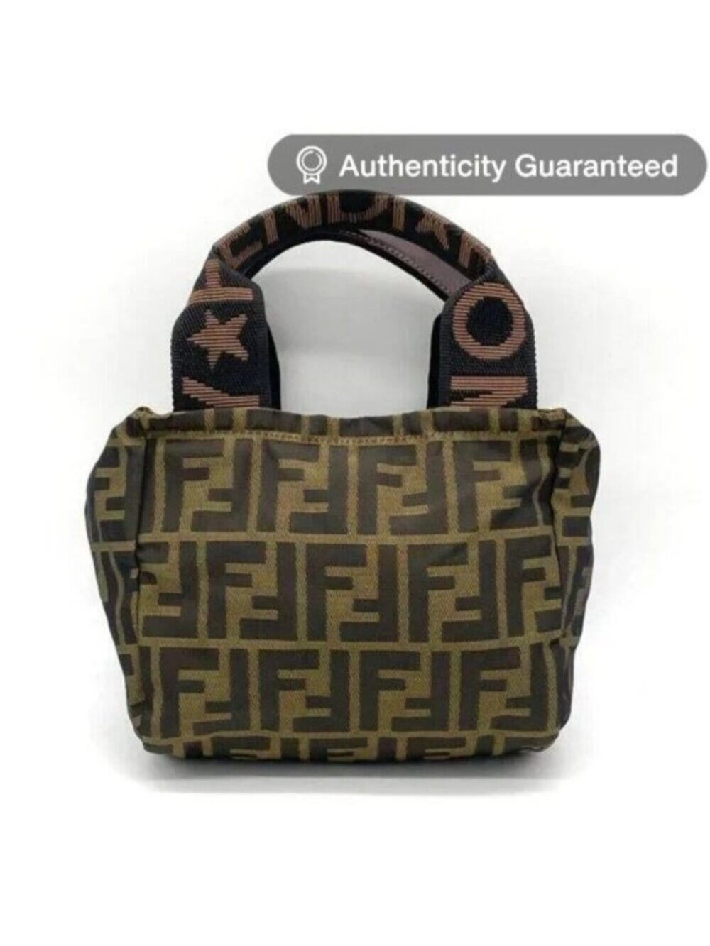 Fendi FF Vintage Zucca Canvas Mini Bag Small Handbag Tan Brown Y2